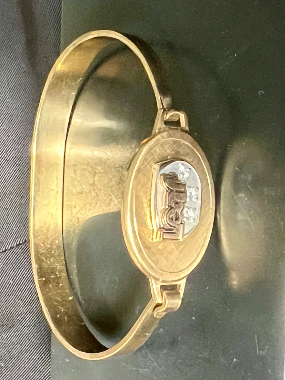 Vintage "LEAF" Designer Bangle | 14K Gold-Filled Triple Diamond Hook Closure